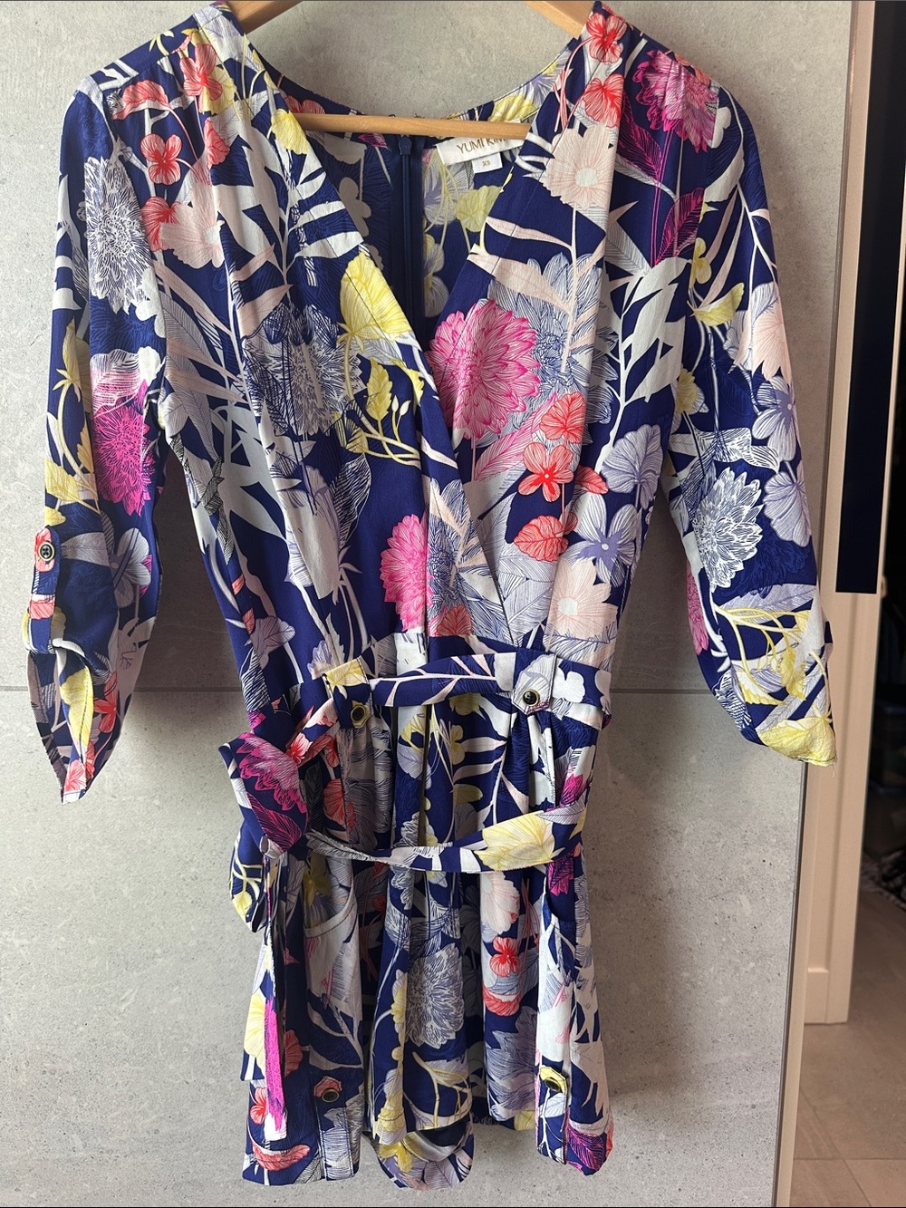 Yumi Kim Navy and Yellow Floral Dress